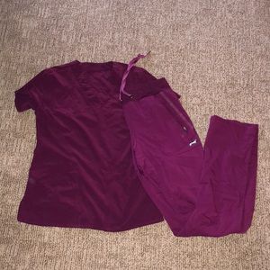 Greys Anatomy Red Scrub Set Size XS